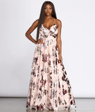 Mariah Floral Foil Print Ball Gown
