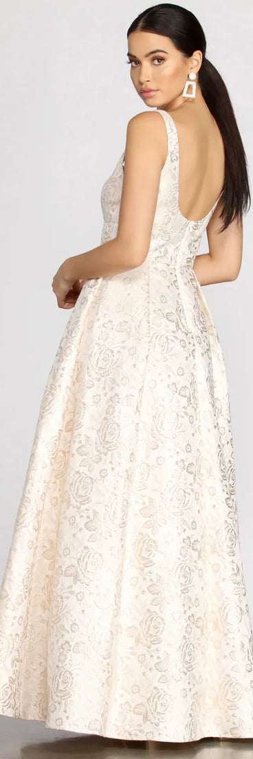 Mikayla Floral Jacquard Ball Gown