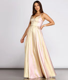 Jamille Metallic Glitter Pleated Ball Gown