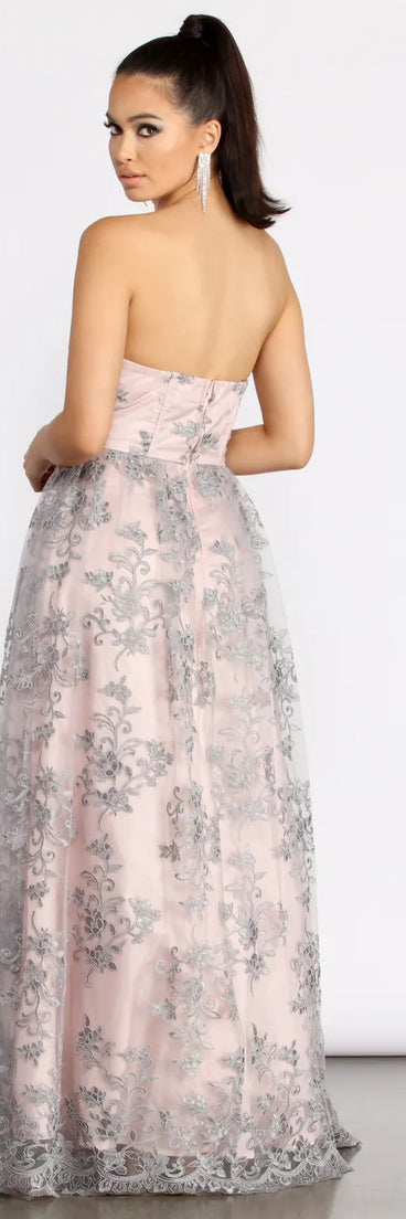 Sinclair Embroidered Strapless Ball Gown