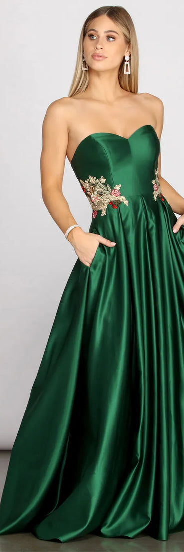 Belle Sweetheart Floral Applique Ball Gown