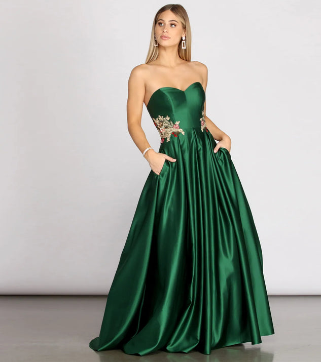 Belle Sweetheart Floral Applique Ball Gown