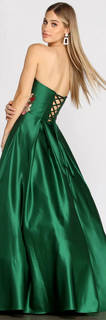 Belle Sweetheart Floral Applique Ball Gown