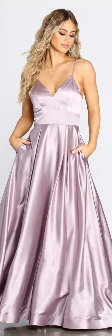 Idina Satin Lace Up Ball Gown