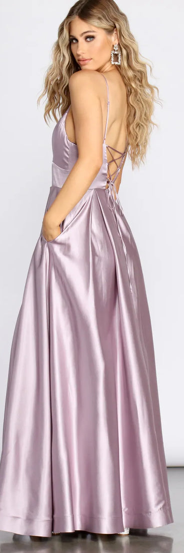 Idina Satin Lace Up Ball Gown