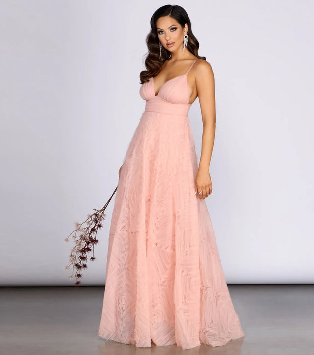 Aleta Deep V Tulle Ball Gown