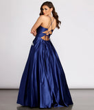 Rochella Satin Rhinestone Trim Ball Gown