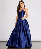 Rochella Satin Rhinestone Trim Ball Gown