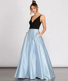 Lila Deep V Satin Ball Gown