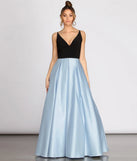 Lila Deep V Satin Ball Gown