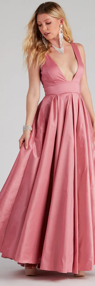 Angelita Taffeta Deep V Ball Gown