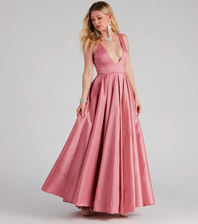 Angelita Taffeta Deep V Ball Gown