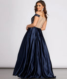 Soni Off Shoulder Floral Applique Ball Gown