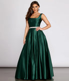 Yenni Satin Rhinestone Trim Ball Gown