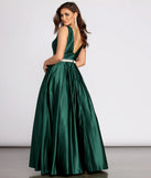 Yenni Satin Rhinestone Trim Ball Gown