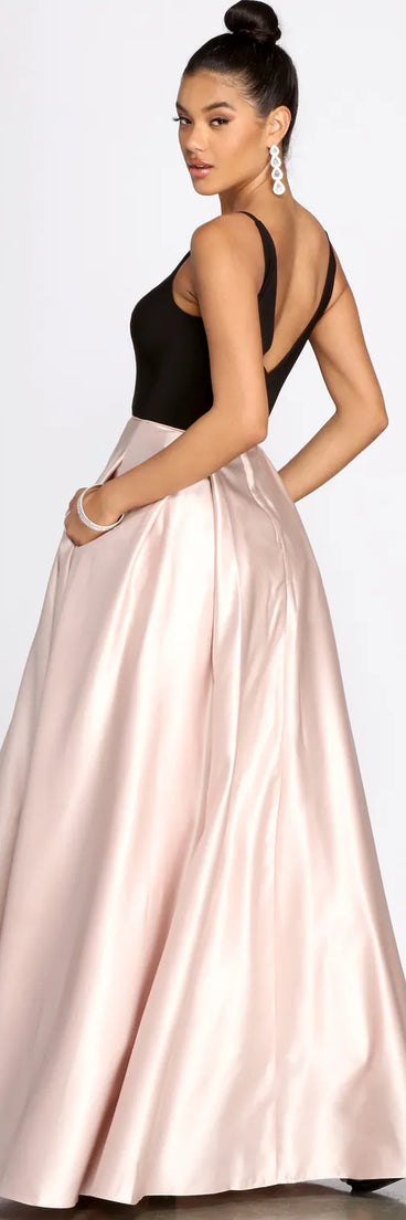 Alex Pleated Satin Ball Gown