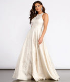 Gisella Brocade High Neck Ball Gown