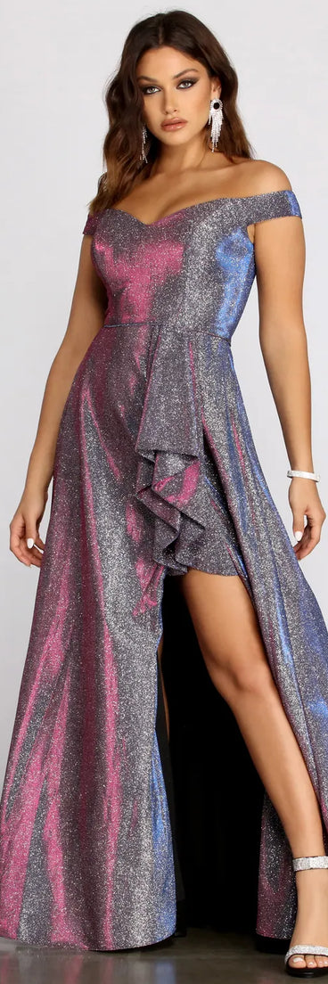 Giannina Off Shoulder Glitter Shine Ball Gown