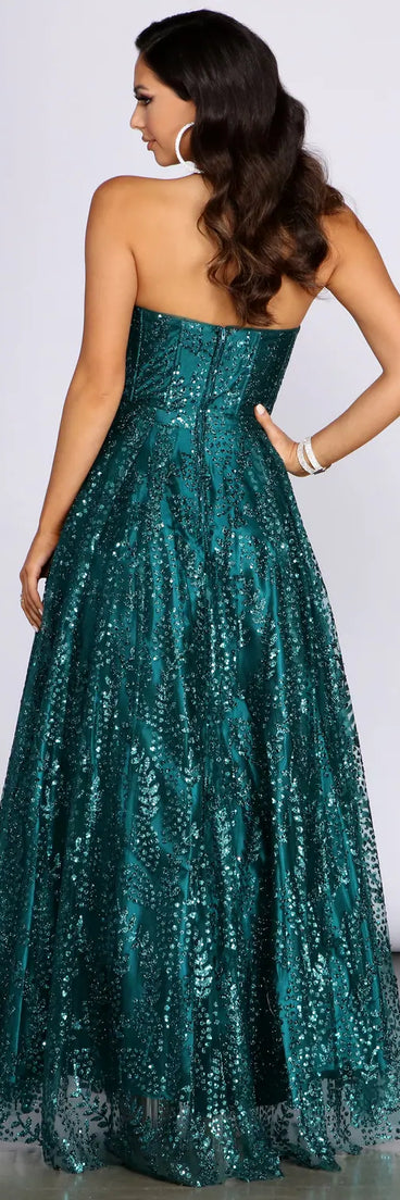 Rae Strapless Glitter Ball Gown