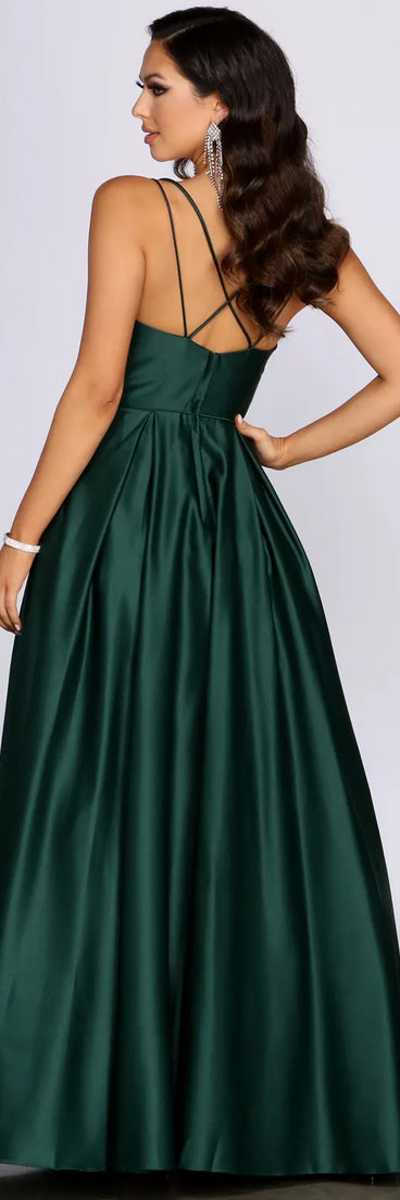 Adela Rhinestone Trim Satin Ball Gown