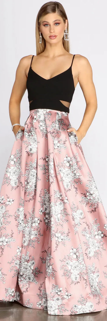 Billie Pleated Floral Ball Gown