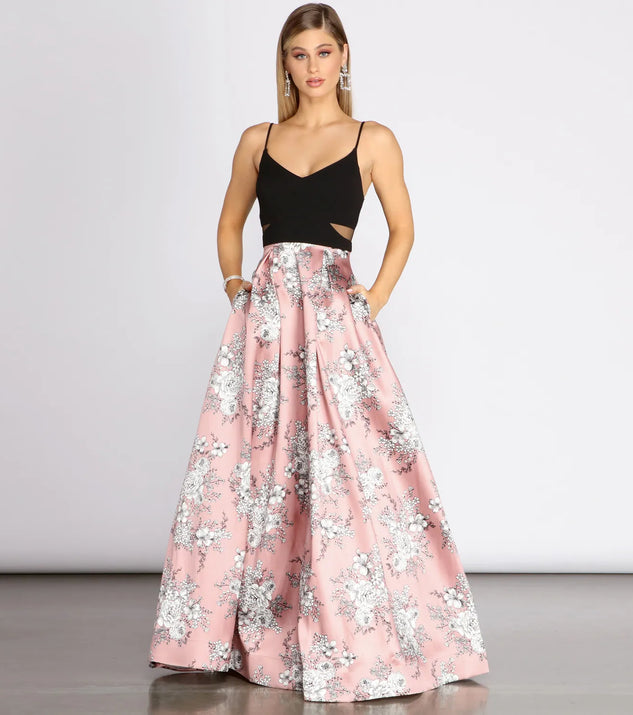 Billie Pleated Floral Ball Gown