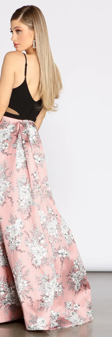 Billie Pleated Floral Ball Gown