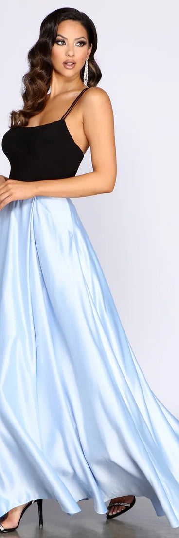 Bayley Cross Back Satin Ball Gown
