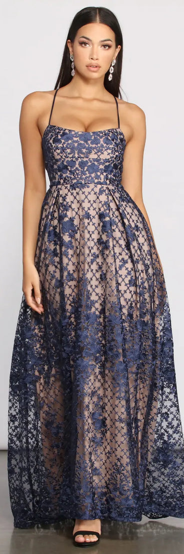 Emersyn Floral Embroidered Pleated Ball Gown