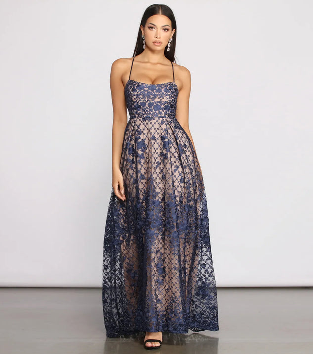 Emersyn Floral Embroidered Pleated Ball Gown