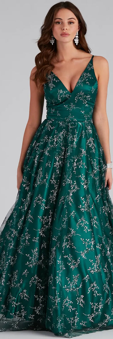 Kristin Formal Embroidered Glitter Ball Gown