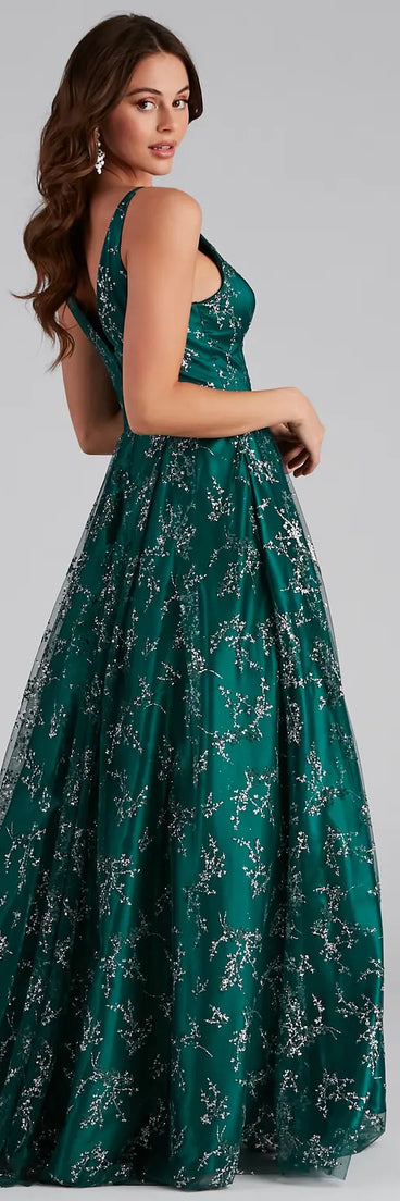 Kristin Formal Embroidered Glitter Ball Gown