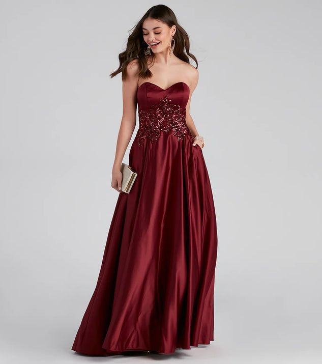 Ellie Lace-Up Sequin Ball Gown