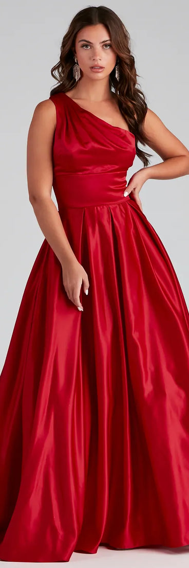 Naomi One-Shoulder Satin Ball Gown