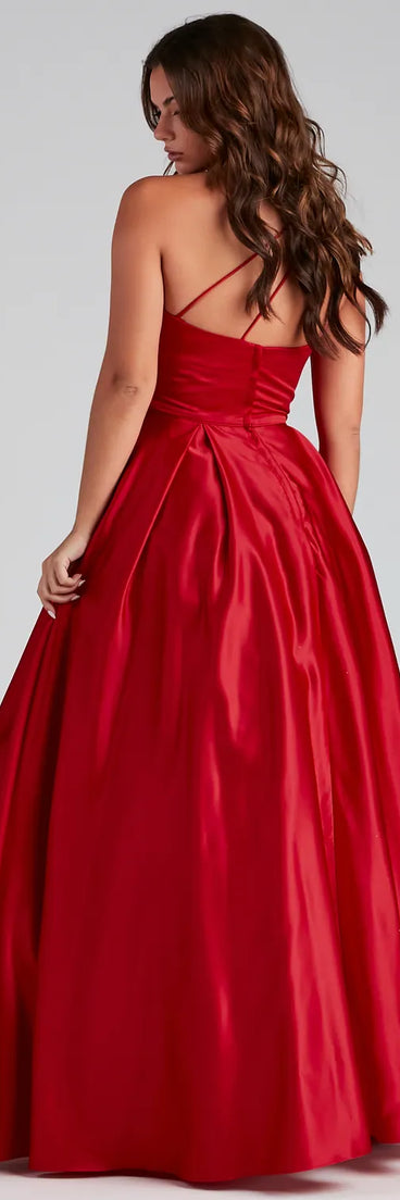 Naomi One-Shoulder Satin Ball Gown