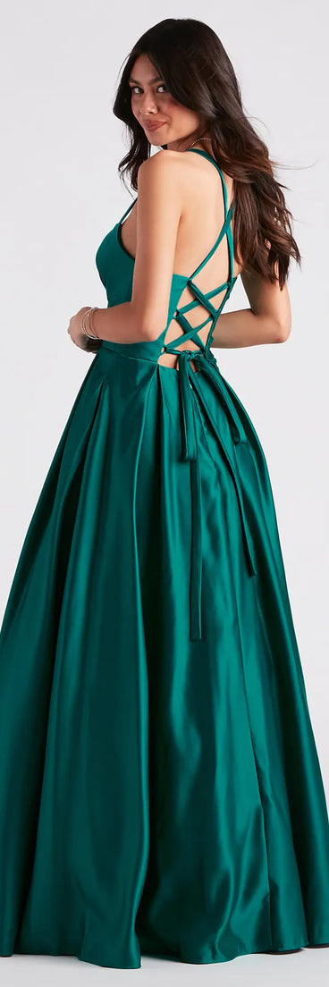 Jane Satin Lace-Up A-Line Ball Gown