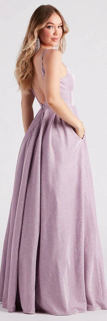 Alaya Woven Glitter A-Line Ball Gown