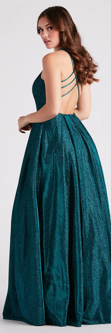 Margie Glitter A-Line Ball Gown