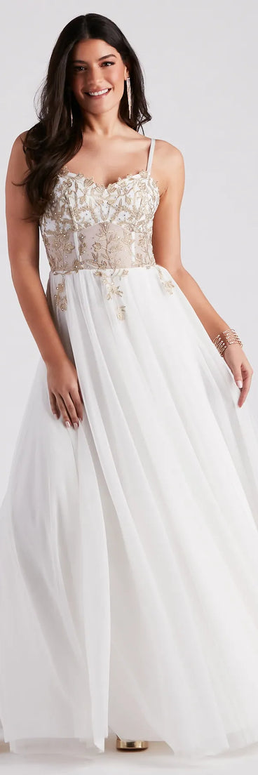 Alexandra Rhinestone Embroidered Tulle Ball Gown
