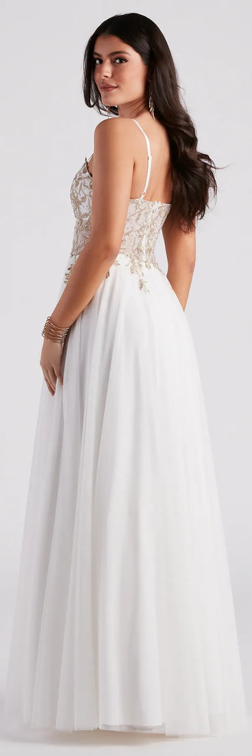 Alexandra Rhinestone Embroidered Tulle Ball Gown