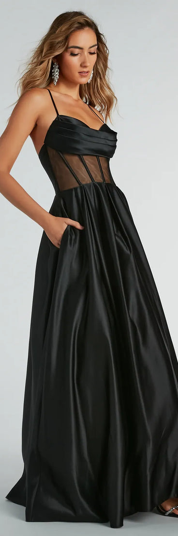 Georgina Satin Corset Lace-Up A-Line Ball Gown