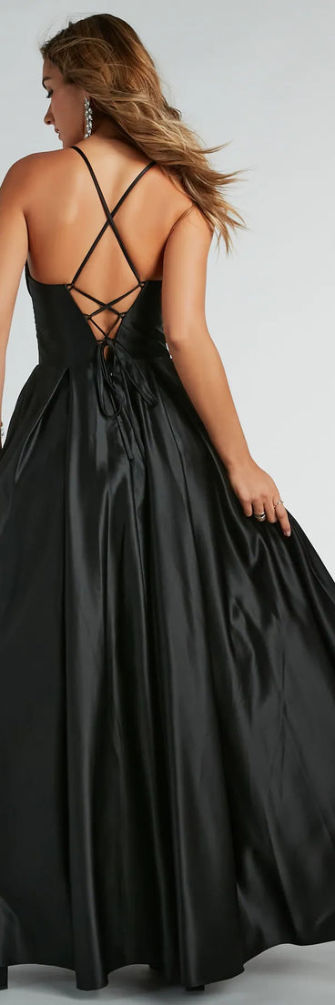 Georgina Satin Corset Lace-Up A-Line Ball Gown