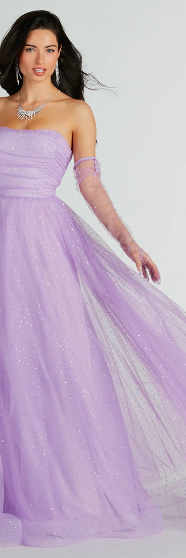 Brie Glitter Polka Dot Tulle Ball Gown With Gloves
