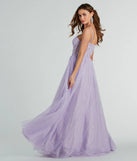 You'll look stunning in the Tia Sweetheart Lace Applique A-Line Ball Gown, a lavender formal dress designed to create an effortless yet standout look as women's formal attire, work party outfit, or military ball dress.