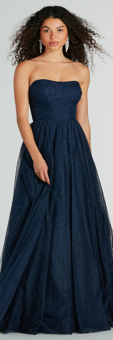 Maryanne Strapless A-Line Glitter Tulle Ball Gown
