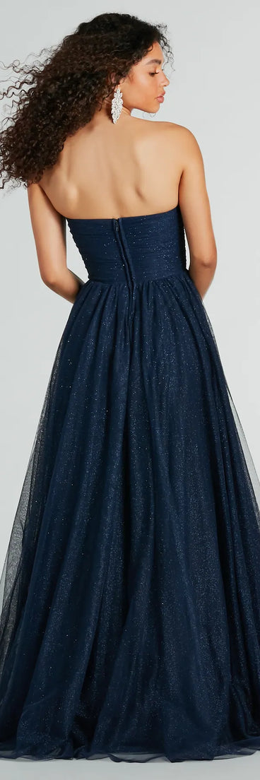 Maryanne Strapless A-Line Glitter Tulle Ball Gown