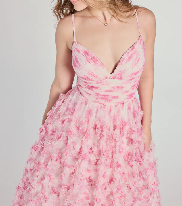 Caitlyn Lace-Up Rose Floral A-Line Formal Dress | Windsor
