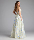 Step into milestone moments with the Nalini Lace-Up A-Line Floral Ball Gown, a standout in ivory dresses perfect for birdal showers, Easter celebrations, and 2025 grad looks.