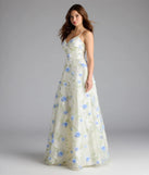 Step into milestone moments with the Nalini Lace-Up A-Line Floral Ball Gown, a standout in ivory dresses perfect for birdal showers, Easter celebrations, and 2025 grad looks.