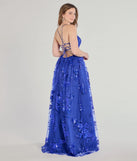 Step into the Prom 2025 dance in the Sharen Lace-Up A-Line Sequin Ball Gown in royal, a stunning blue prom dress designed to complement any theme with its timeless allure and statement-making style.